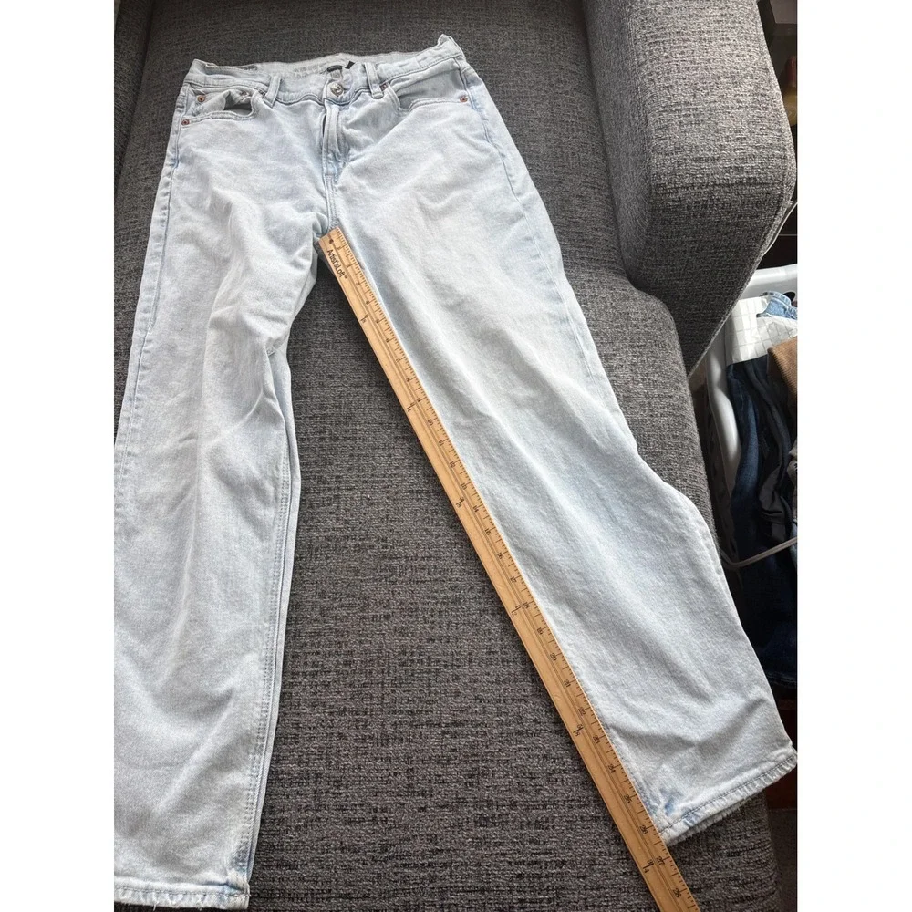 American Eagle Womens Light Wash High Rise Wide‎ Leg Baggy Denim Jeans 30x26